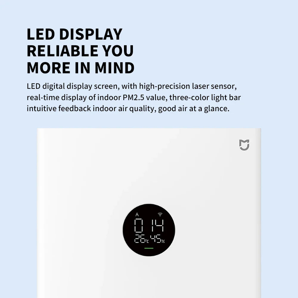 MIJIA Smart Air Purifier 4 Lite LED Display Quadruple Purification Aldehyde Removal Home Air Ionizer 35.8dB(A) Low noise