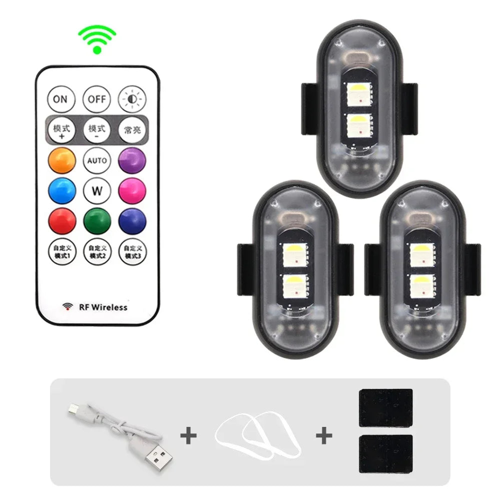 1-6PCS Wireless LED Drone Strobe Light for Motorcycle Car Bike Remote Control Warning Light Indicator Light USB Charging 8Colors
