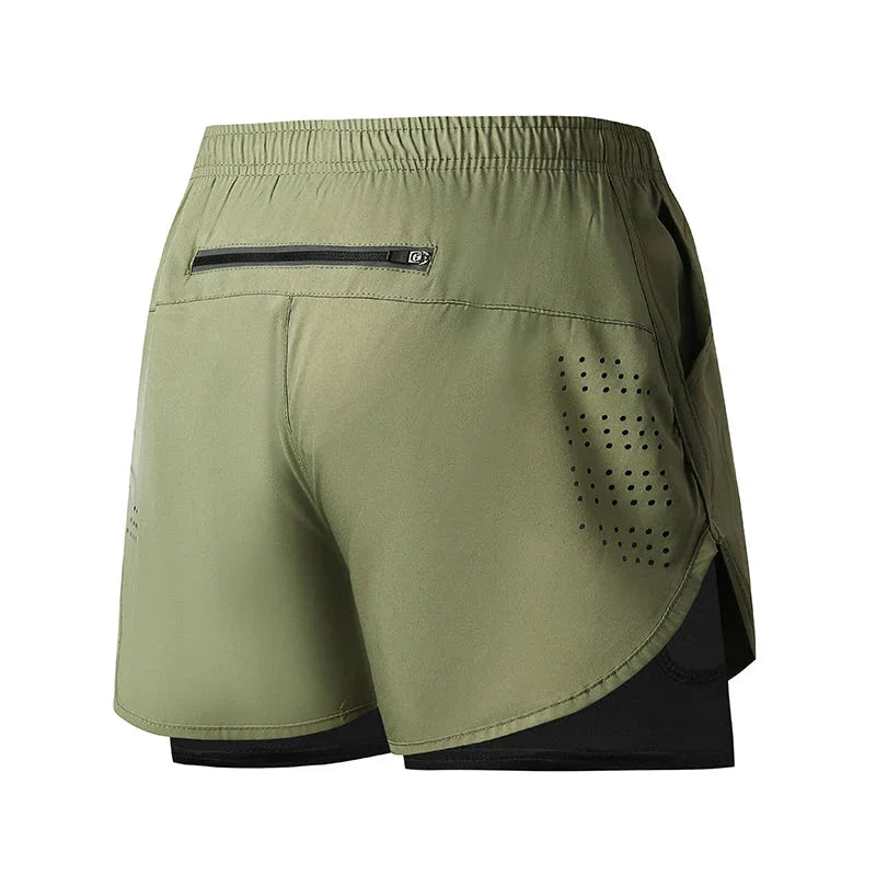 Men’s 2-in-1 Running Shorts – Quick-Dry Double Layer Gym Shorts for Training, Workout & Bodybuilding (Black)