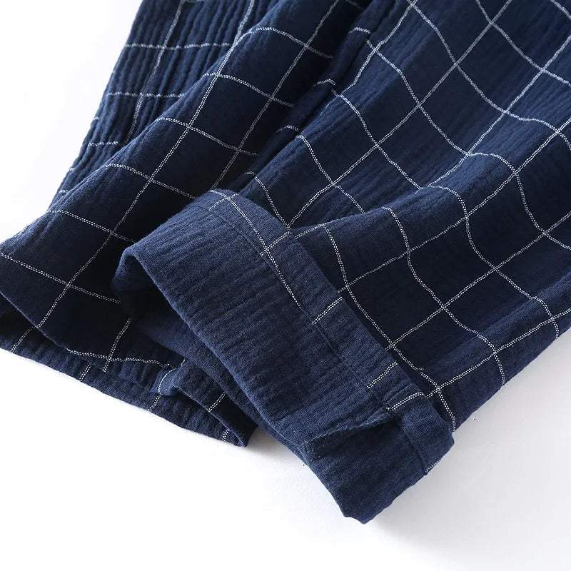 100% Cotton Summer Men Pajamas Japanese style  2 Piece Sleepwear