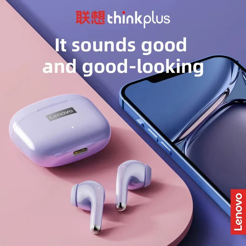 Lenovo LP40 Pro Bluetooth V5.3 Earphones Anti-sweat Lightweight Headphones Compatible With Smart Phone Laptop Computer Earbuds