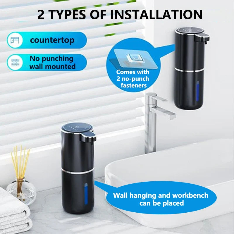 Touchless Automatic Soap Dispenser Smart IR Sensor Foam & Liquid Modes 380ml (12.8 fl oz) USB-C Rechargeable IPX5 Waterproof for Bathroom & Kitchen