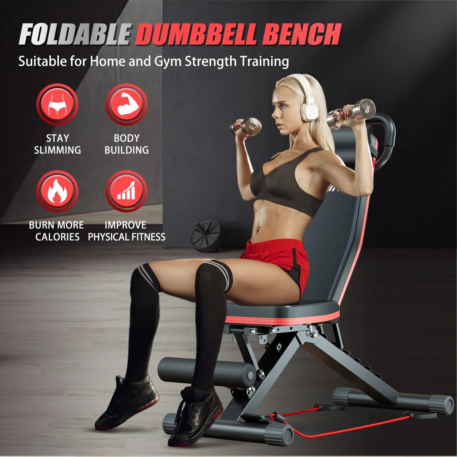 Foldable 14-in-1 Pre-Assembled Dumbbell Bench for Full Body Workout