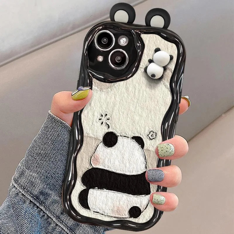 Cartoon Ear Wave TPU Soft Phone Back Case For iPhone 15 14 13 Mini 11 12 14 Pro Max X XS Max XR 7 8 Plus SE Capa