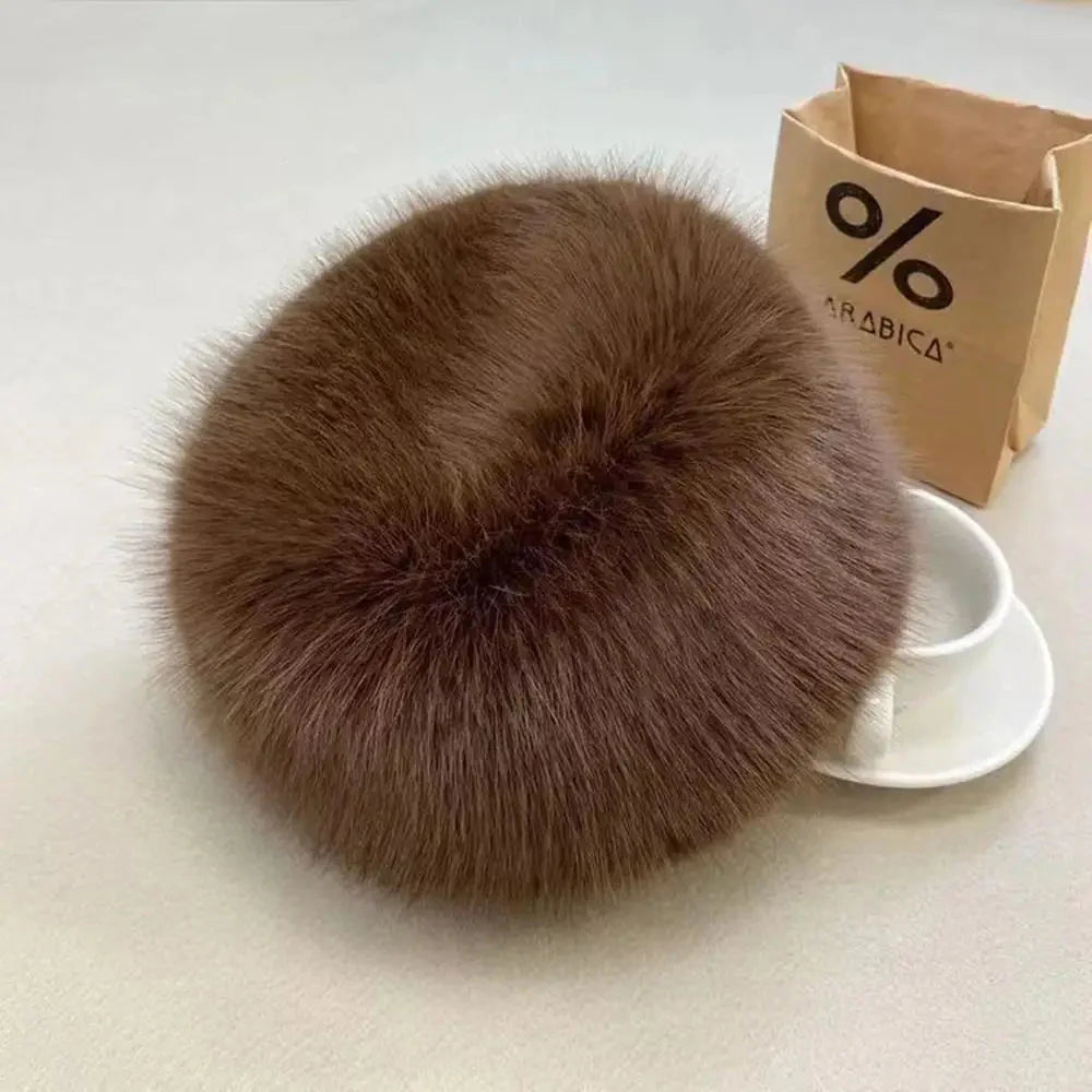 New Fluffy Fur Women's Winter Hat Winter Snow Ski Cap Female Faux Fur Thick Warm Windproof Hat Russian Hat Mink Fisherman's Hat