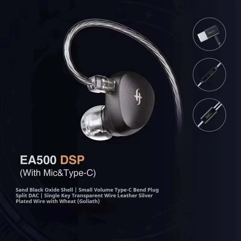 SIMGOT EA500 DSP Wired Earphones With Mic Dual-Magnetic-Circuit Dual-Cavity HiFi Stereo Music Headphone Custom Gaming Earbuds