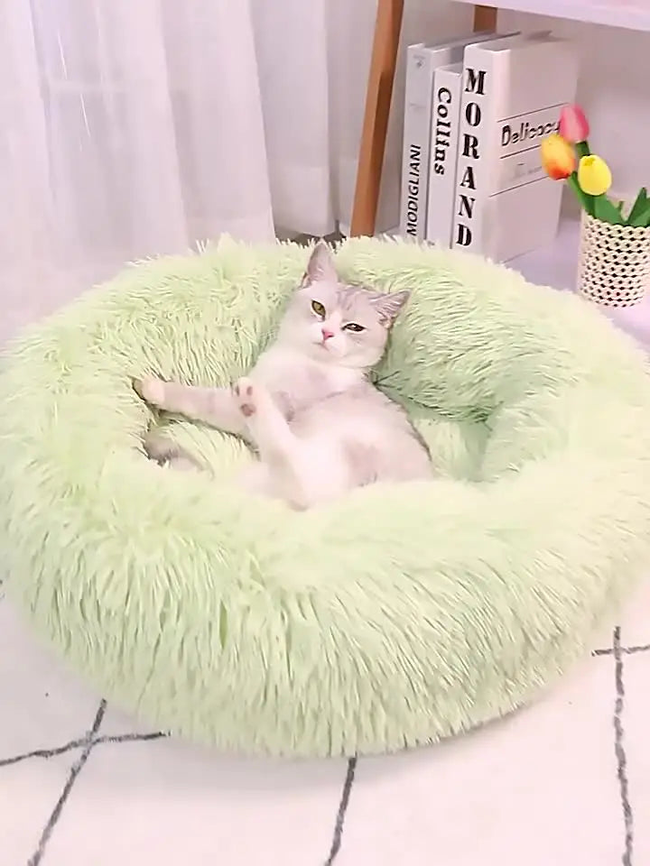 40-100cm Home Round Pet Bed for Large Dog Bed Super Soft Cat Bed Long Plush Dog House for Medium Dog House Winter Warm Sleeping