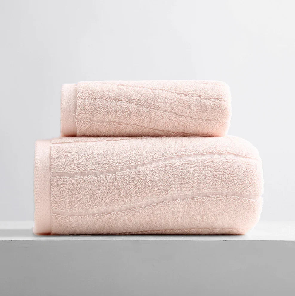 100% Cotton Towels 2 Pcs Set, Highly Absorbent Bath Towels Hand Face Towel & Bathroom Towel