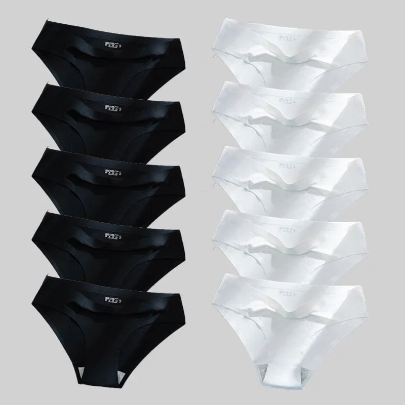 10PCS/Set Seamless women's Comfortable Underwear Silk Satin Breathable