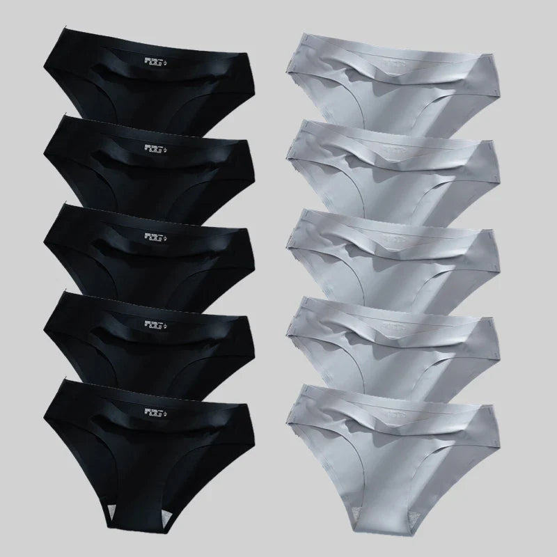 10PCS/Set Seamless women's Comfortable Underwear Silk Satin Breathable