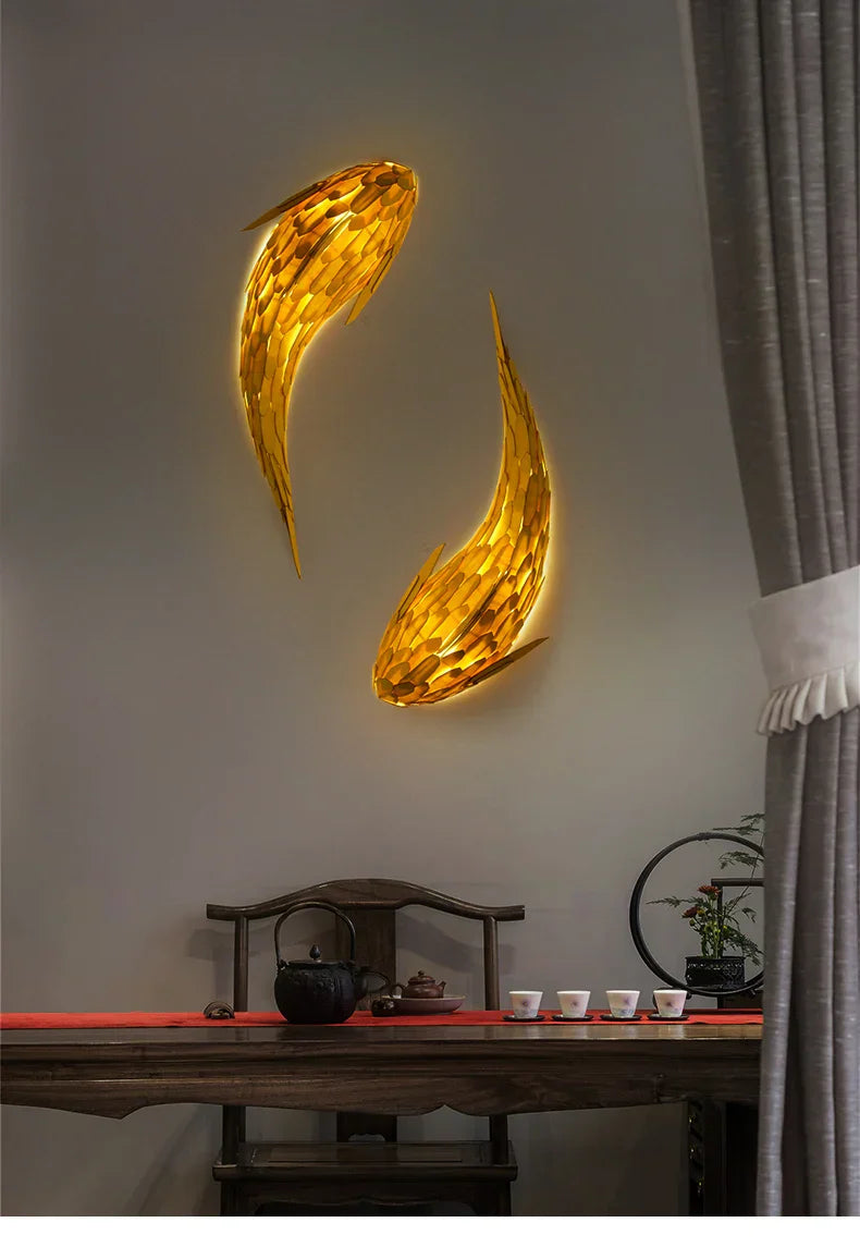 Dlight Decor Japanese Fish Wall Lamp Sculpture