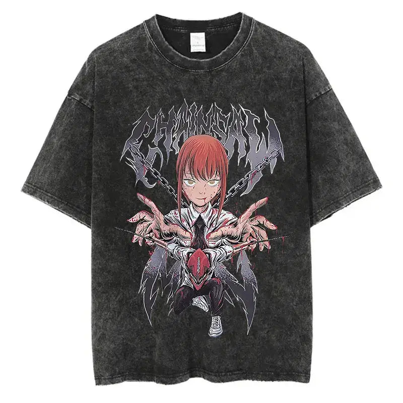 Chainsaw Man T-Shirt: Vintage Washed Oversized Streetwear