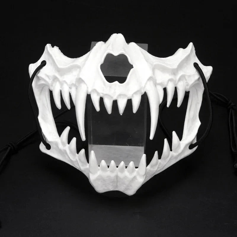 Halloween Half-Face Mask - Dragon, Tiger, Tengu, Wolf, and Skull Designs