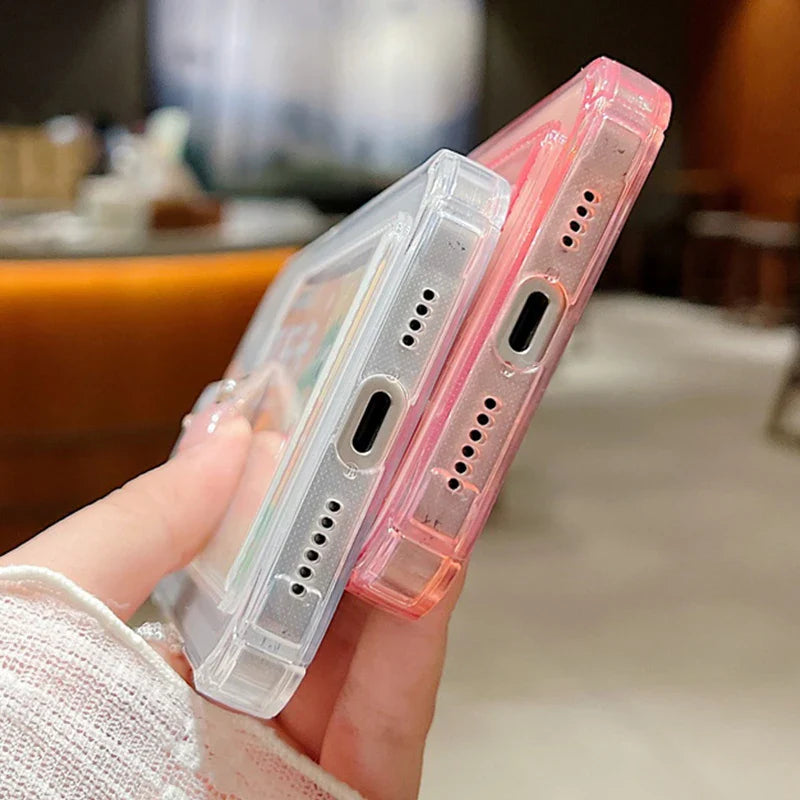 Cartoon Christmas Tree Phone Case For iPhone Air 16e 17 16 15 Pro Max 14 13 Pro Max 17 12 11 Card Slot Clear Soft Silicone Cover