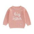 Toddler Kids Girl Big Sister Sweater Cute Long Sleeve Letter Embroidery Knit Pullover Loose Top