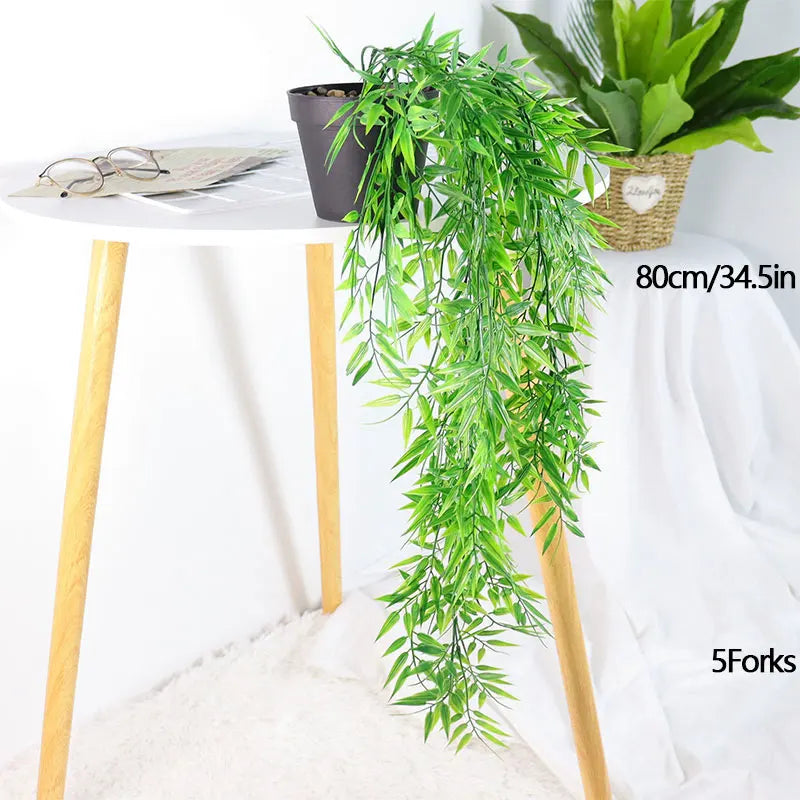 Dlight Decor 105cm Hanging Bamboo Leaf Vine for Garden and Home Wall Decor