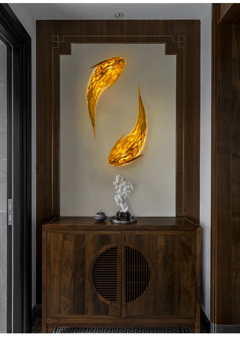 Dlight Decor Japanese Fish Wall Lamp Sculpture