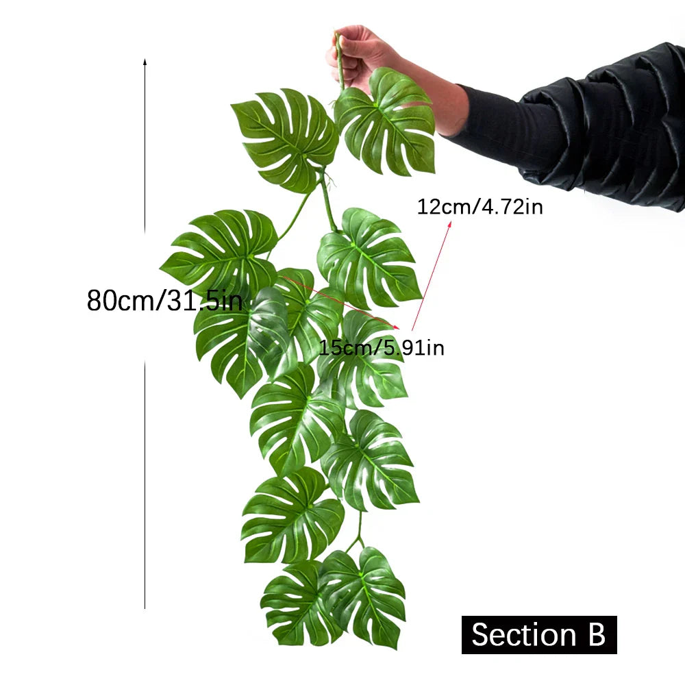 Dlight Decor 180cm Hanging Monstera Vine with Turtle Leaves