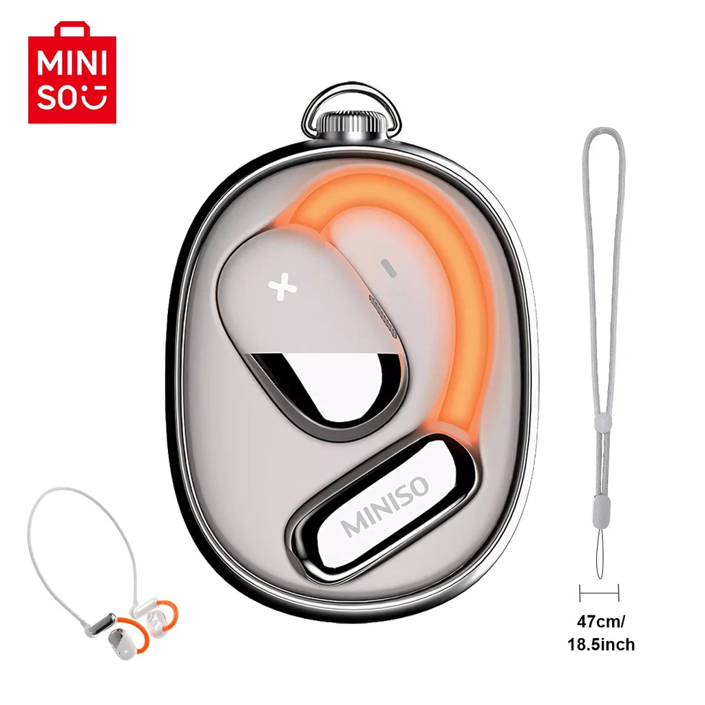 MINISO M99 Open Earphone Bluetooth 5.4 ANC Noise-Cancelling Sport Wireless Headphones IPX5 Waterproof Orange Glowing Earbuds