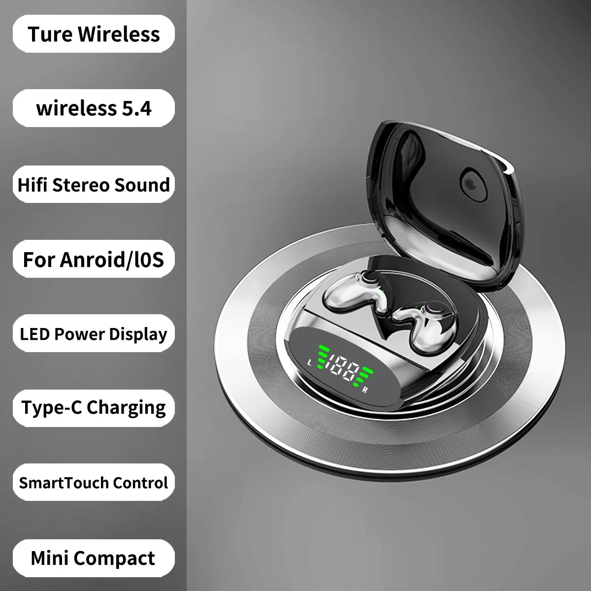 Waterproof Wireless Bluetooth 5.3 Headsets Mini headset Painless Call Noise Cancelling Thin Headphones Fit for Sleeping/Sports