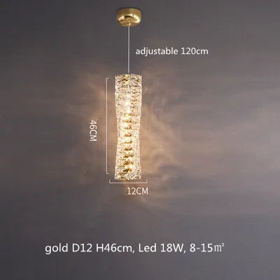 Sophisticated Crystal LED Pendant Lights - Dimmable, Ideal for Living and Dining Rooms - Luxurious Ring Design