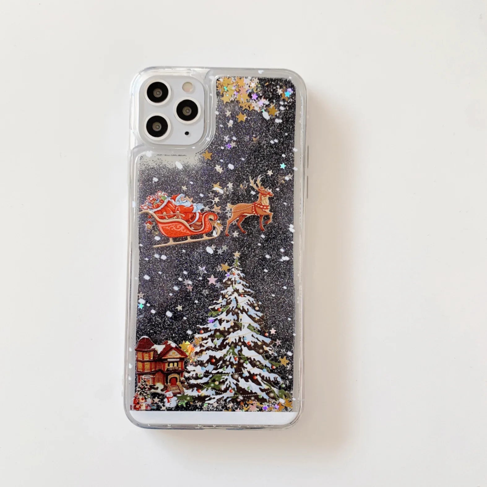 Christmas Liquid Dynamic Quicksand Glitter Phone Case For 16 Pro 15 Pro Max 3D Bling TPU Silicone Shockproof Cover