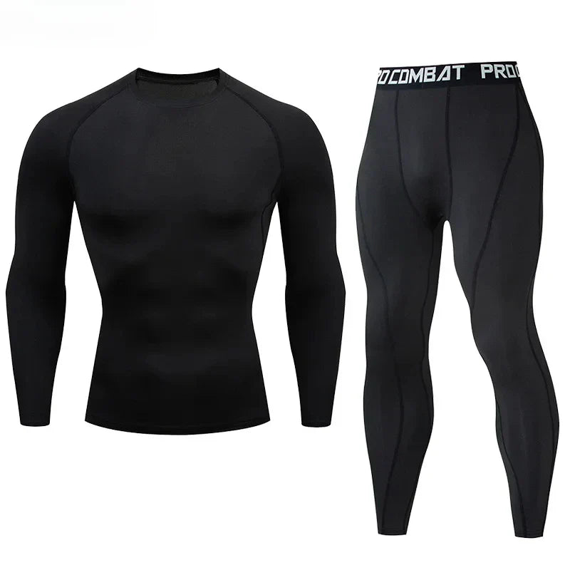 2pcs Men Compression Sportswear Suit Elastic Training Sports Yoga Sets Workout Jogging Fitness Clothing Tracksuit Pants Sporting