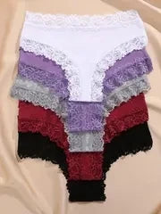 5Pcs/set Women Cotton Panties Floral Lace Intimate Underwear S-XL