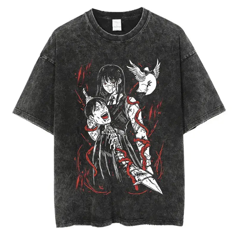 Chainsaw Man T-Shirt: Vintage Washed Oversized Streetwear