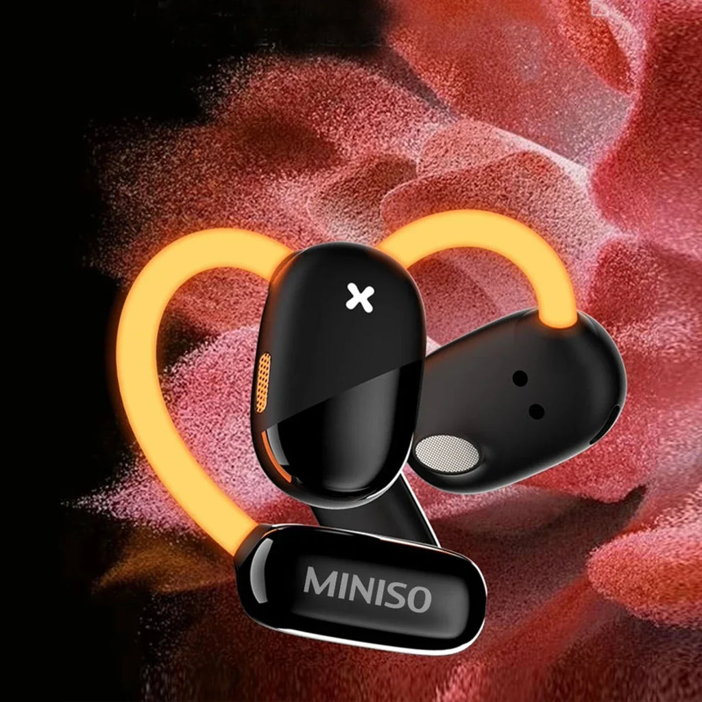 MINISO M99 Open Earphone Bluetooth 5.4 ANC Noise-Cancelling Sport Wireless Headphones IPX5 Waterproof Orange Glowing Earbuds