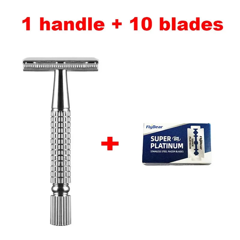 Vintage Manual Shaver for Men – Classic Barbershop Razor with 10 Stainless Steel Blades | Traditional Wet Shaving & Grooming Razor