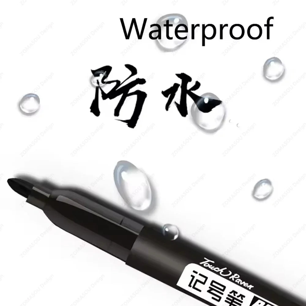 Waterproof Oil-Based Permanent Marker Pens - Quick-Dry Black Blue Red for Metal, Glass & Paper (Bulk 1–100 pcs)