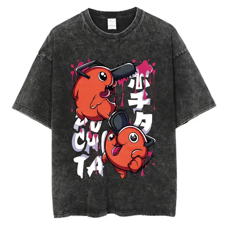 Chainsaw Man T-Shirt: Vintage Washed Oversized Streetwear