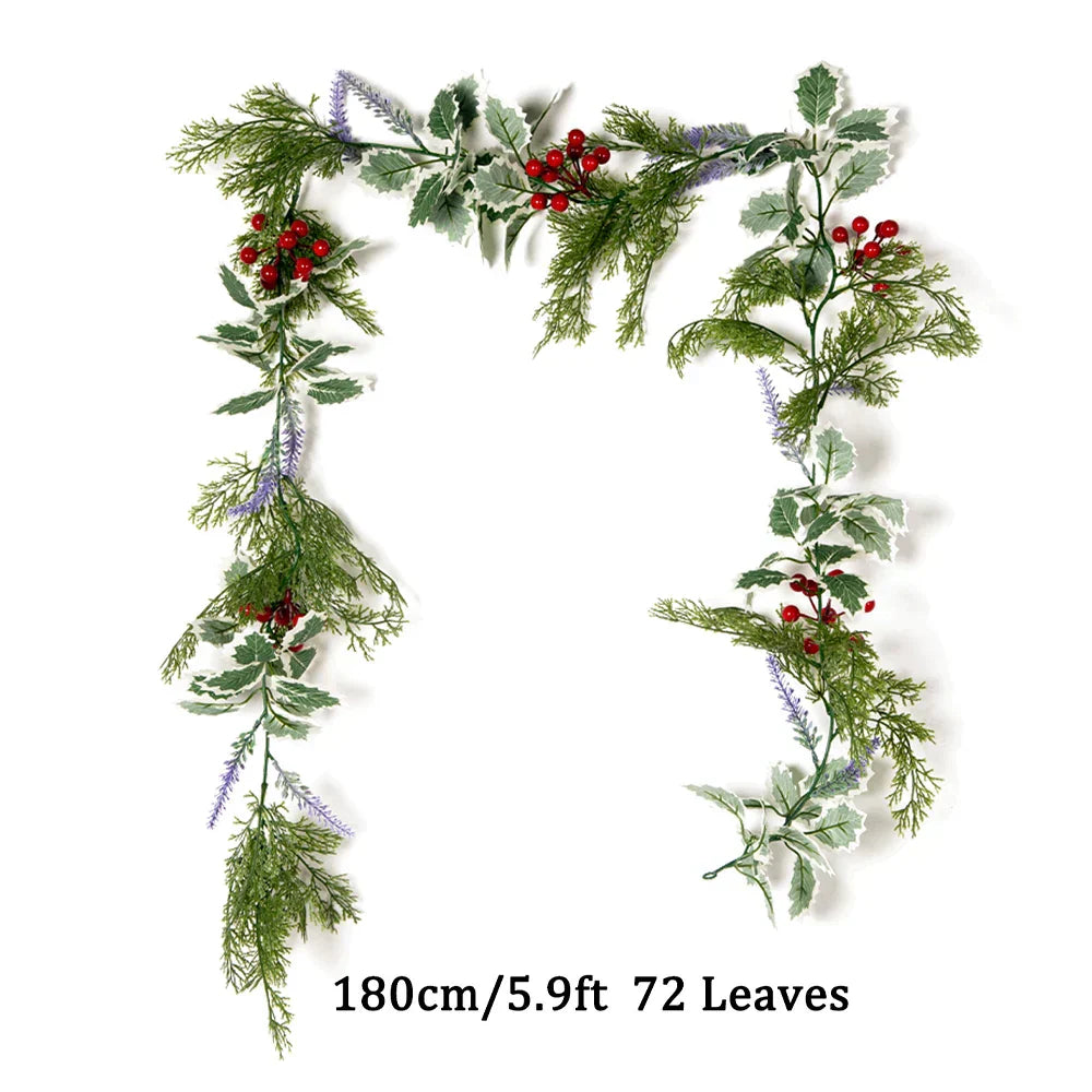 Dlight Decor 180cm Christmas Vine with Pine Leaves and Red Berries