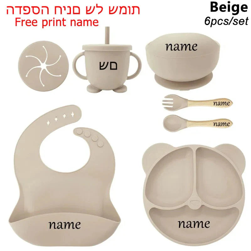 Baby Feeding Plate Set Suction Bowl Silicone Tableware 6PCS