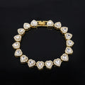 Yupsk 45CM/20CM Shiny Heart Rhinestone Hip Hop Rock Tennis Chain Bracelet Necklace for Women Men Trendy Jewelry Set Gift
