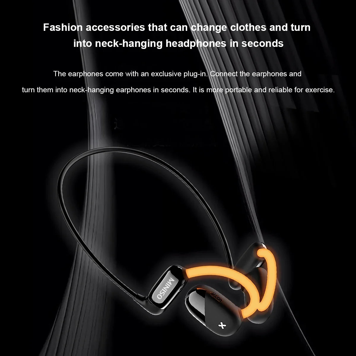 MINISO M99 Open Earphone Bluetooth 5.4 ANC Noise-Cancelling Sport Wireless Headphones IPX5 Waterproof Orange Glowing Earbuds