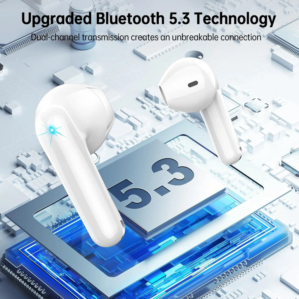 Wireless Earbuds, Bluetooth 5.3 Headphones In Ear with 4 ENC Mics, 48H Playtime LED Display Wireless Earphones.