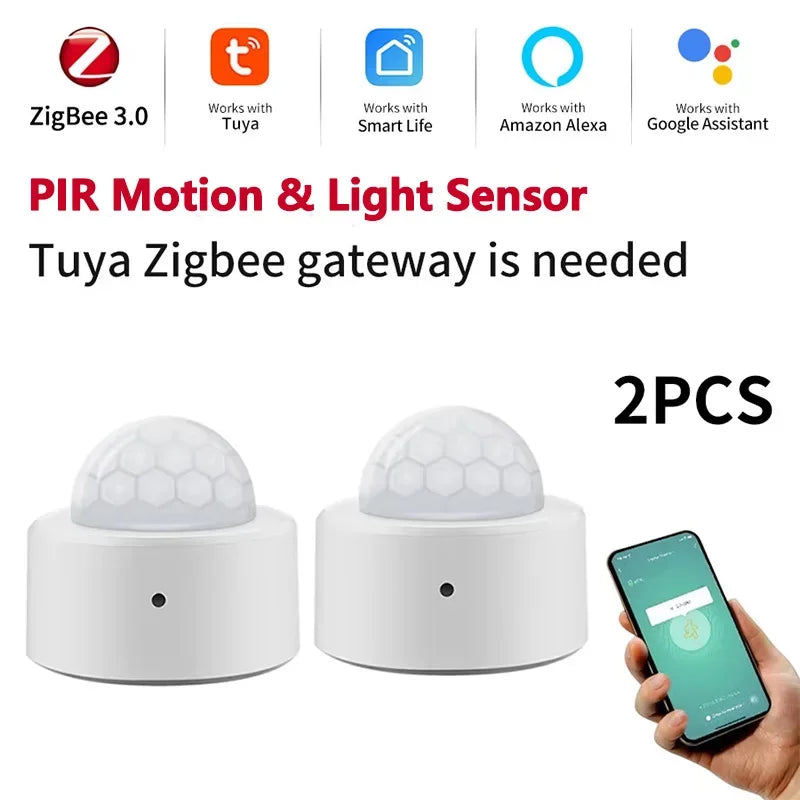Zigbee PIR Motion Sensor & Light Detector - Smart Home Motion Sensor with Mobile App Control