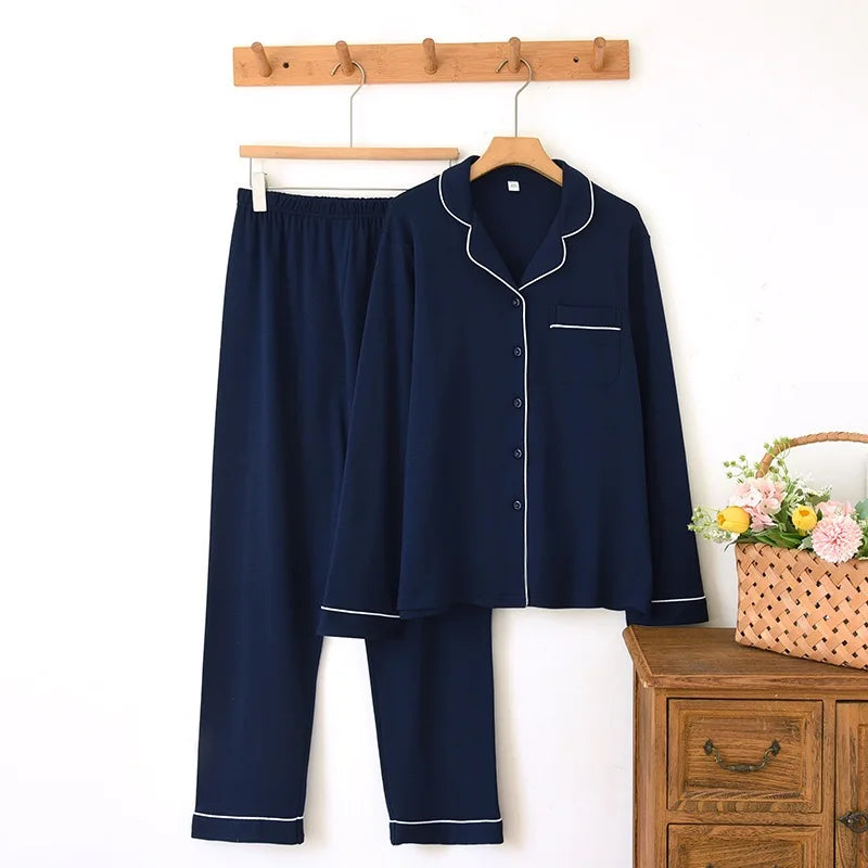100% Cotton Thick Woman's Pajamas sleepwear Long Sleeved Pants Two Piece Set Ladies' Homewear Warm Sleepwear women's pajamas