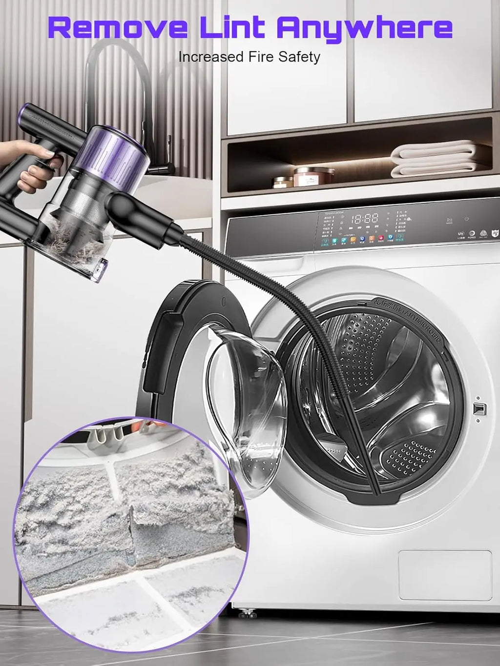 Cordless Handheld Vacuum Cleaner,55KPA,Touch Screen,Smart Dust Sensor,Auto Speed Control for Home Bed/Carpet/Pet Hair/Hard Floor