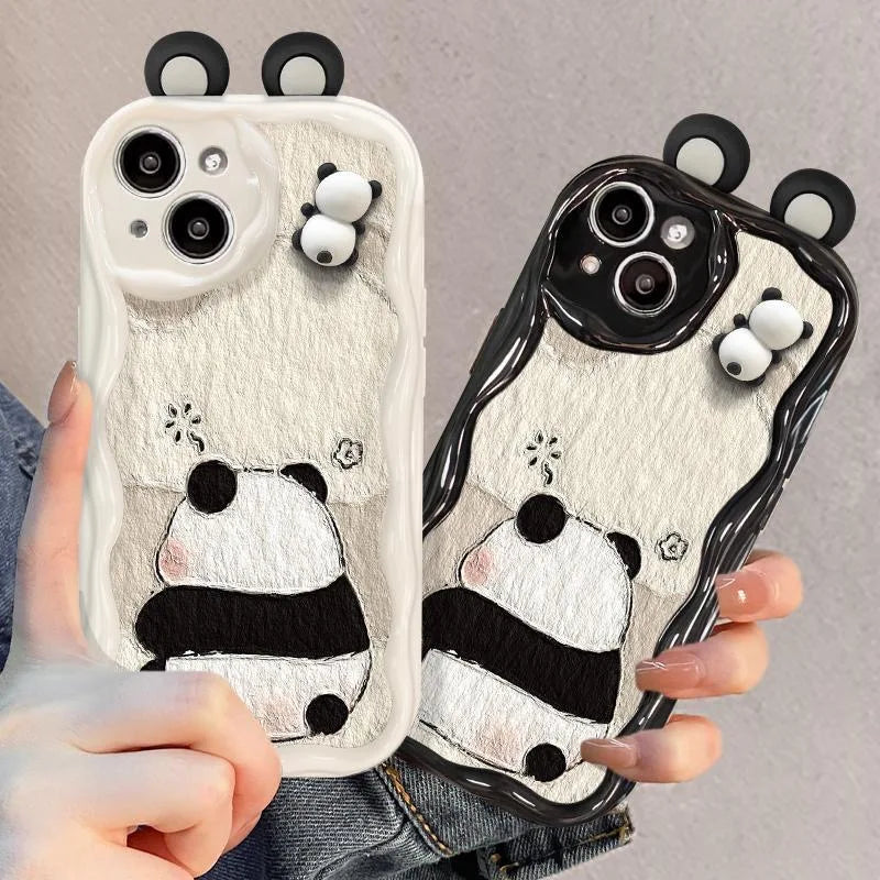 Cartoon Ear Wave TPU Soft Phone Back Case For iPhone 15 14 13 Mini 11 12 14 Pro Max X XS Max XR 7 8 Plus SE Capa