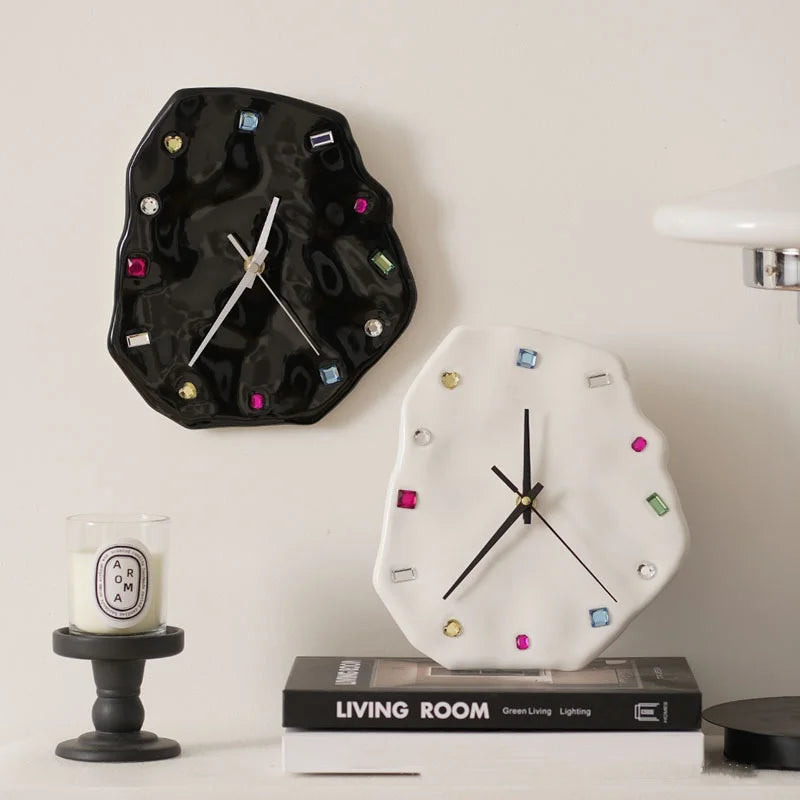 DecorBites™ Crystal Geometric Wall Clock for Living Room Decor