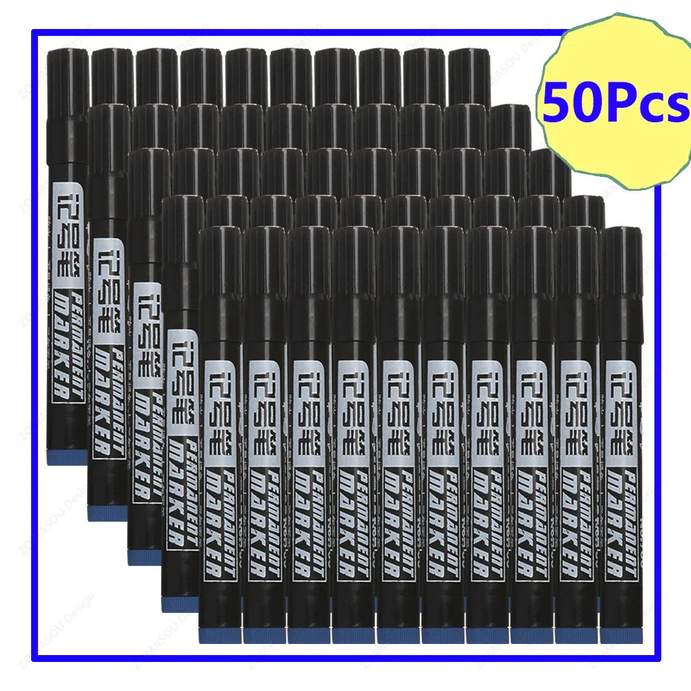 Waterproof Oil-Based Permanent Marker Pens - Quick-Dry Black Blue Red for Metal, Glass & Paper (Bulk 1–100 pcs)