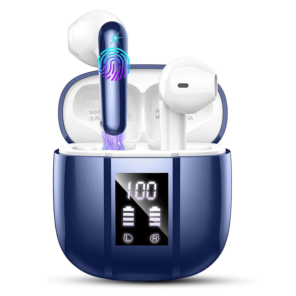 Wireless Earbuds, Bluetooth 5.3 Headphones In Ear with 4 ENC Mics, 48H Playtime LED Display Wireless Earphones.