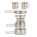 8pcs/set Camping Cookware Mess Kit Stainless Steel Cooking Pot and Pan