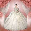 Luxury Classic Full sleeve Satin Wedding Dresses with Royal Train Customized