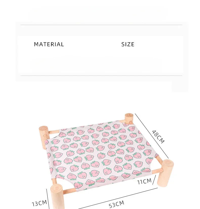 53*48*13cm Summer Elevated Pet Bed Foldable Portable Pet Camping Wooden Detachable Cat Teddy Dog March Bed Cooling Hammock ערסל