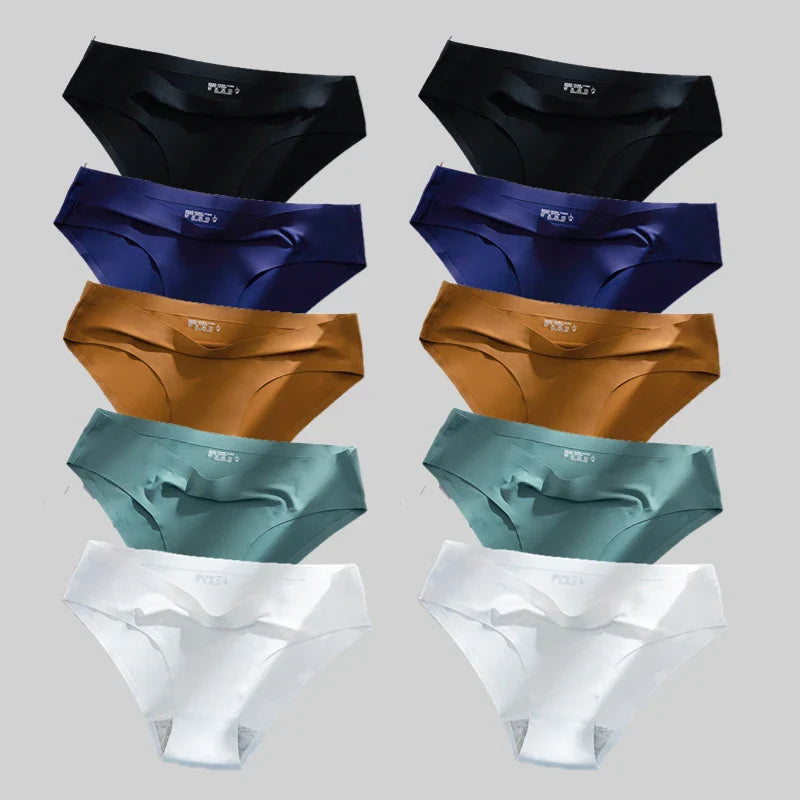 10PCS/Set Seamless women's Comfortable Underwear Silk Satin Breathable