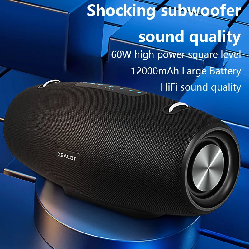 Portable Waterproof Bluetooth Speaker with Shoulder Strap, Loud Stereo and Deep Bass, 40-Hour Playtime, 14400mAh Battery